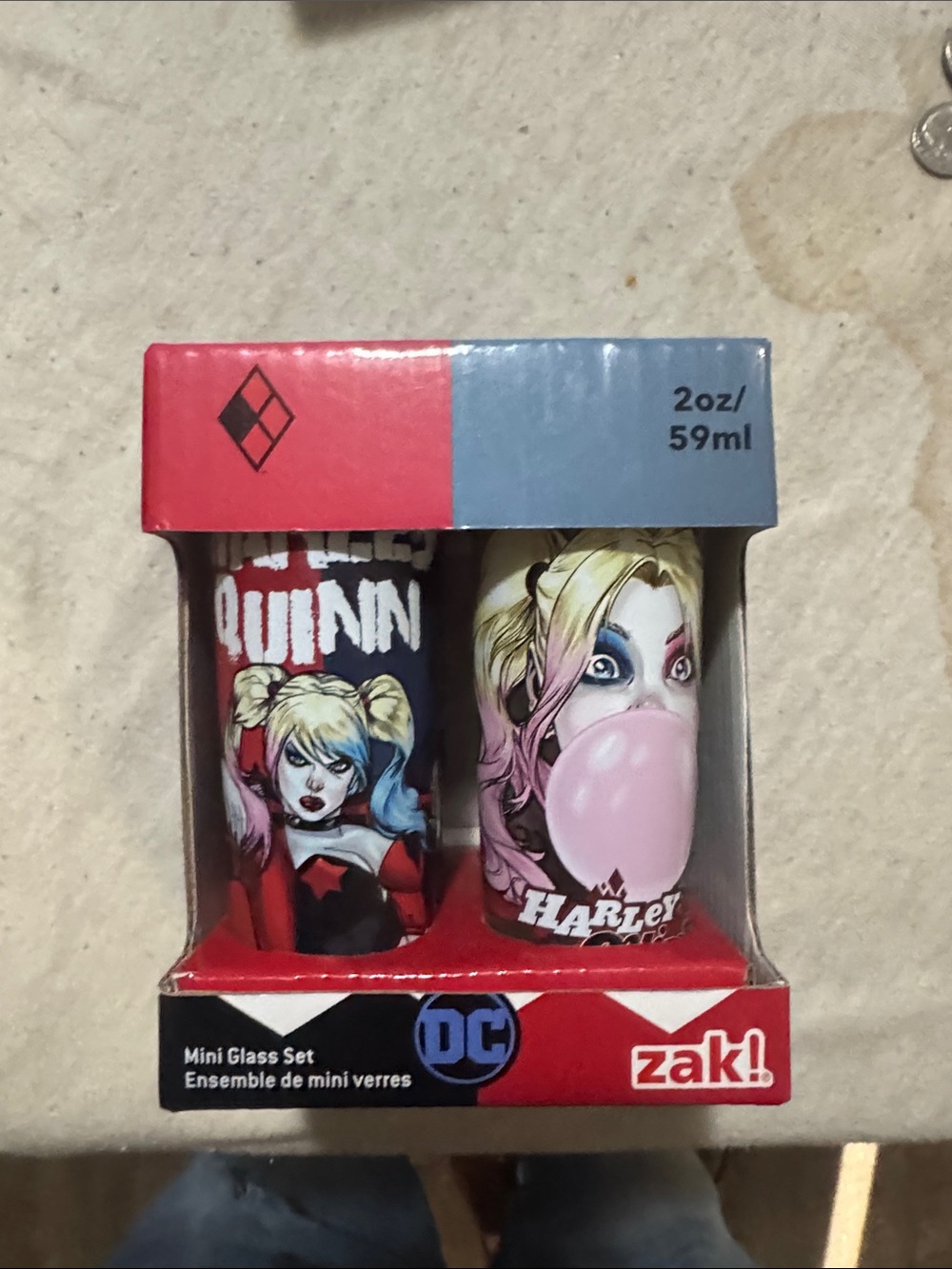 DC Harley Quinn Mini Shot Glass Set - Red, Blue, Pink